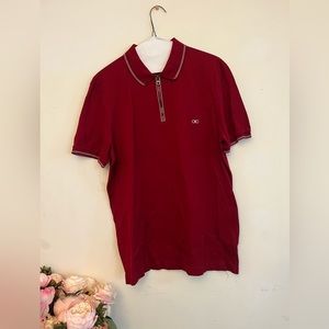 Ferragamo Men Cotton Piquet Polo Red